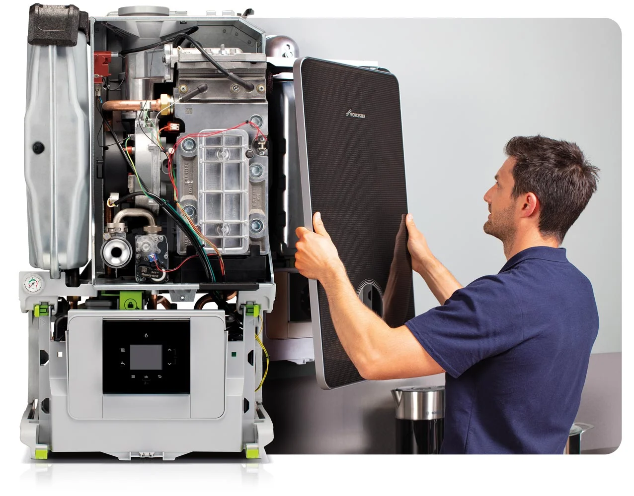 MPS engineer checking an urgent boiler fault in Croydon